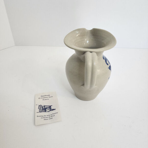 Williamsburg Pottery Factory Small Salt Glaze Stoneware Pitcher with Flower - Picture 3 of 8